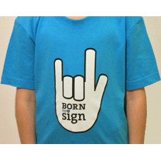 T-shirt BORN TO SIGN, barn - Turkos